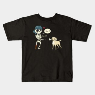 Funny Skeleton Pirate with a Dog Kids T-Shirt